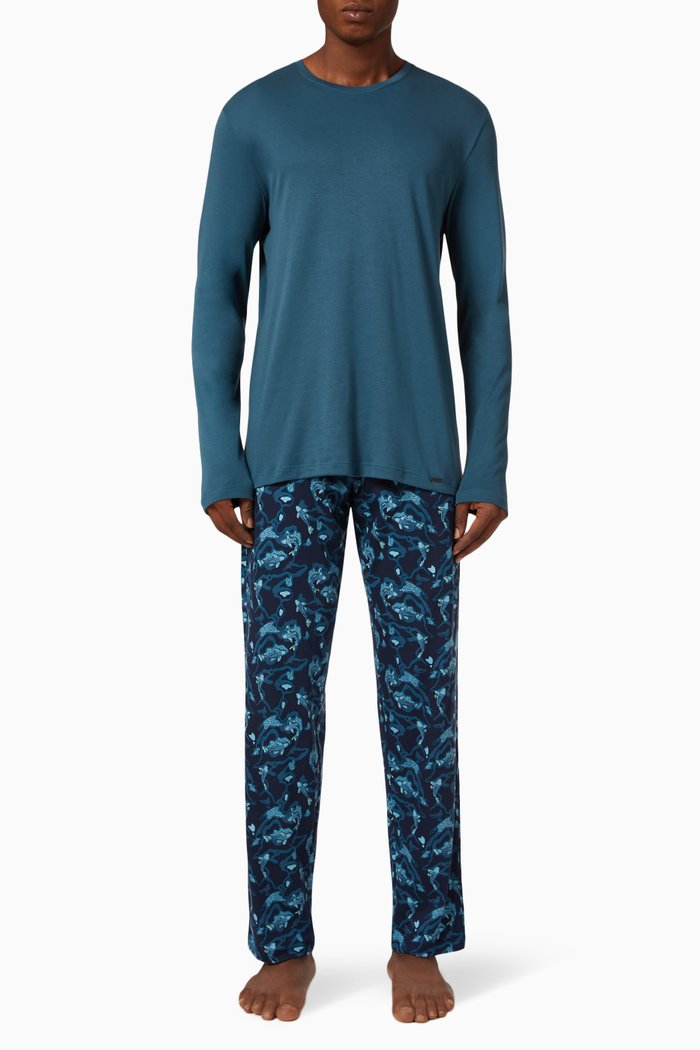 

Night & Day Pyjama Set in Cotton Jersey, Multicolour