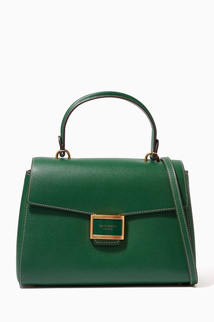 

Medium Katy Top Handle Bag in Leather, Green