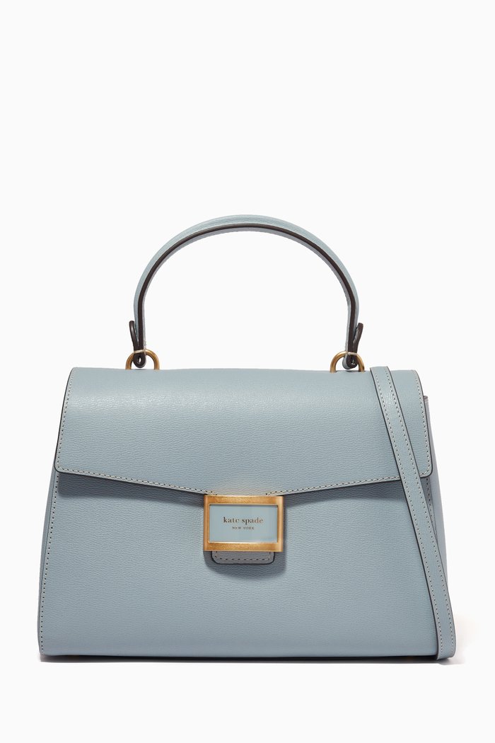 

Medium Katy Top Handle Bag in Leather, Blue