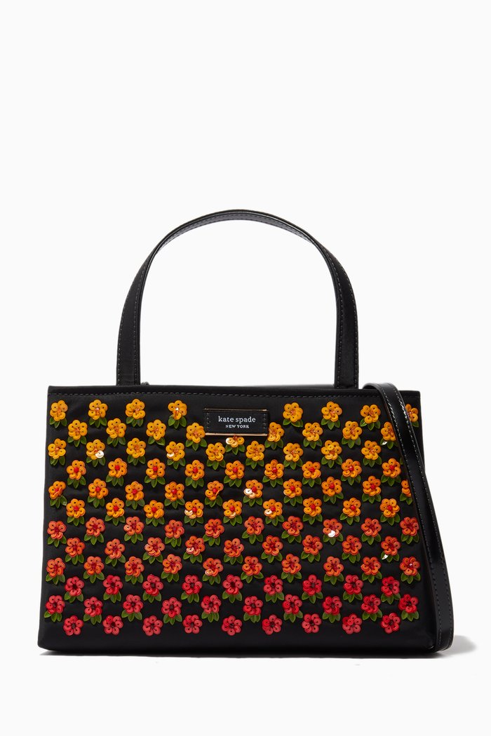 

Small Sam Icon Embellished Tote in Nylon, Black
