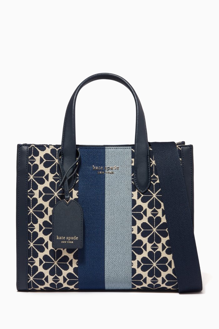 

Small Spade Flower Manhattan Tote in Jacquard, Blue