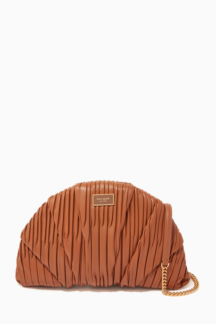 

Patisserie 3D Croissant Clutch in Pleated-leather, Brown