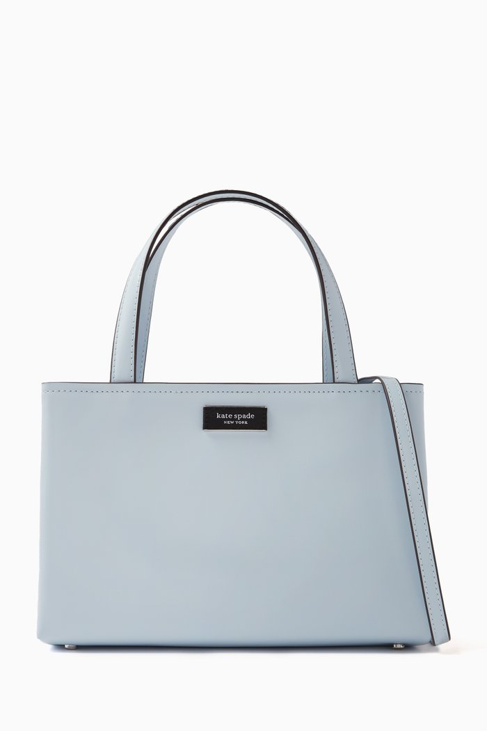 Small Sam Icon Tote Bag in Spazzolato Leather, Blue