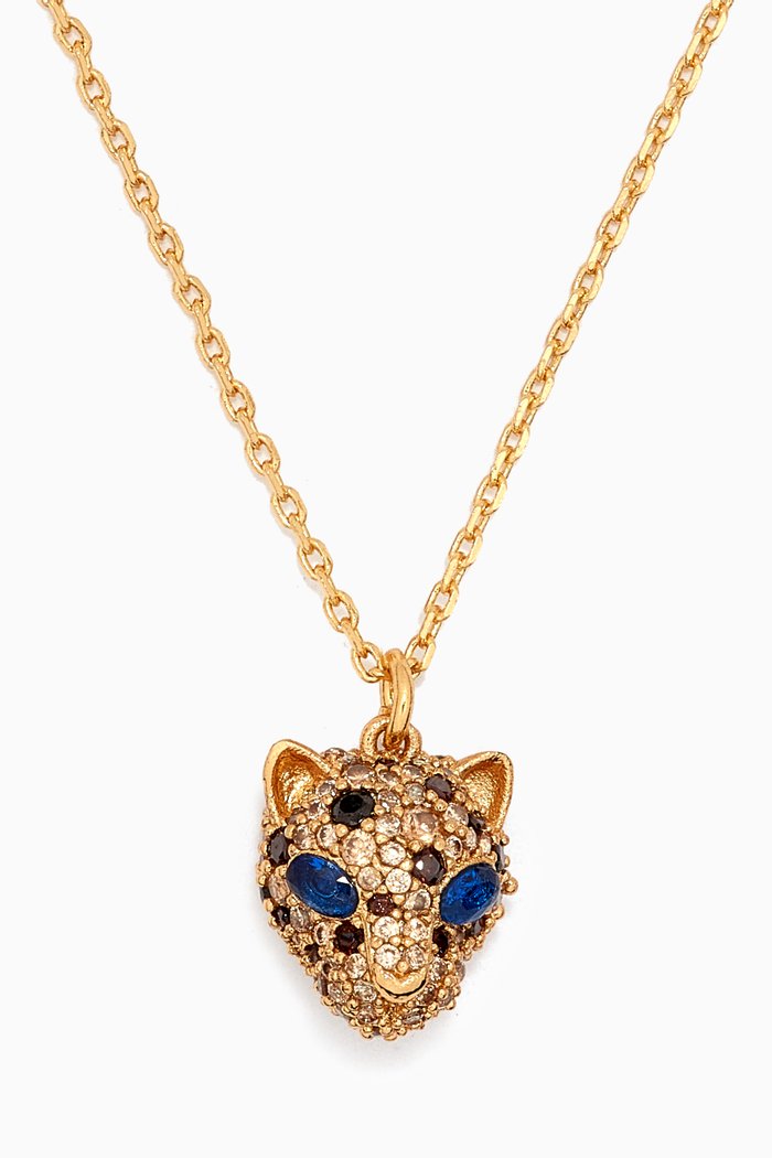 

Fierce Leopard Mini Pendant Necklace in Metal, Neutral