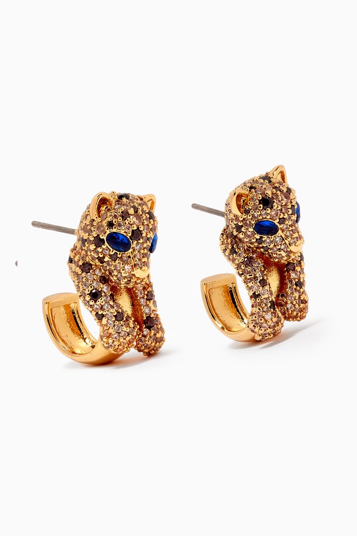

Fierce Leopard Double Hoops in Metal, Neutral