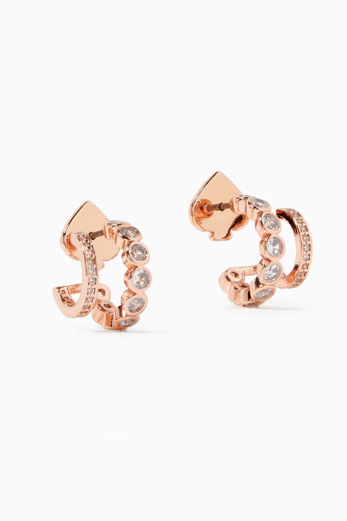 Dazzle Double Hoops in Metal, Rose gold