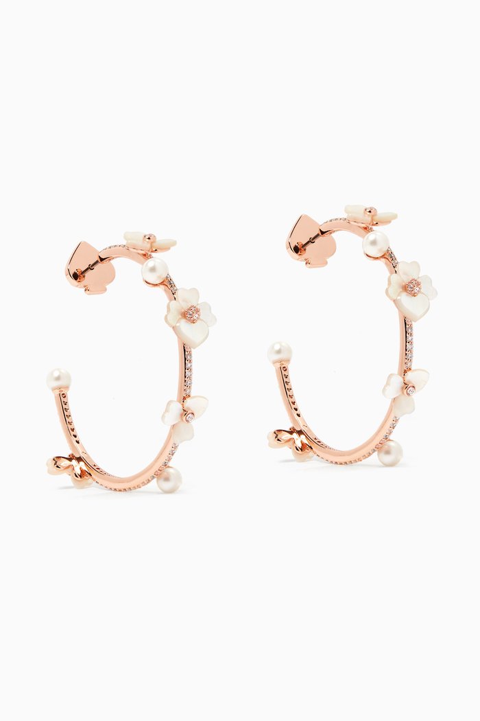 Precious Pansy Scatter Hoops in Metal, White