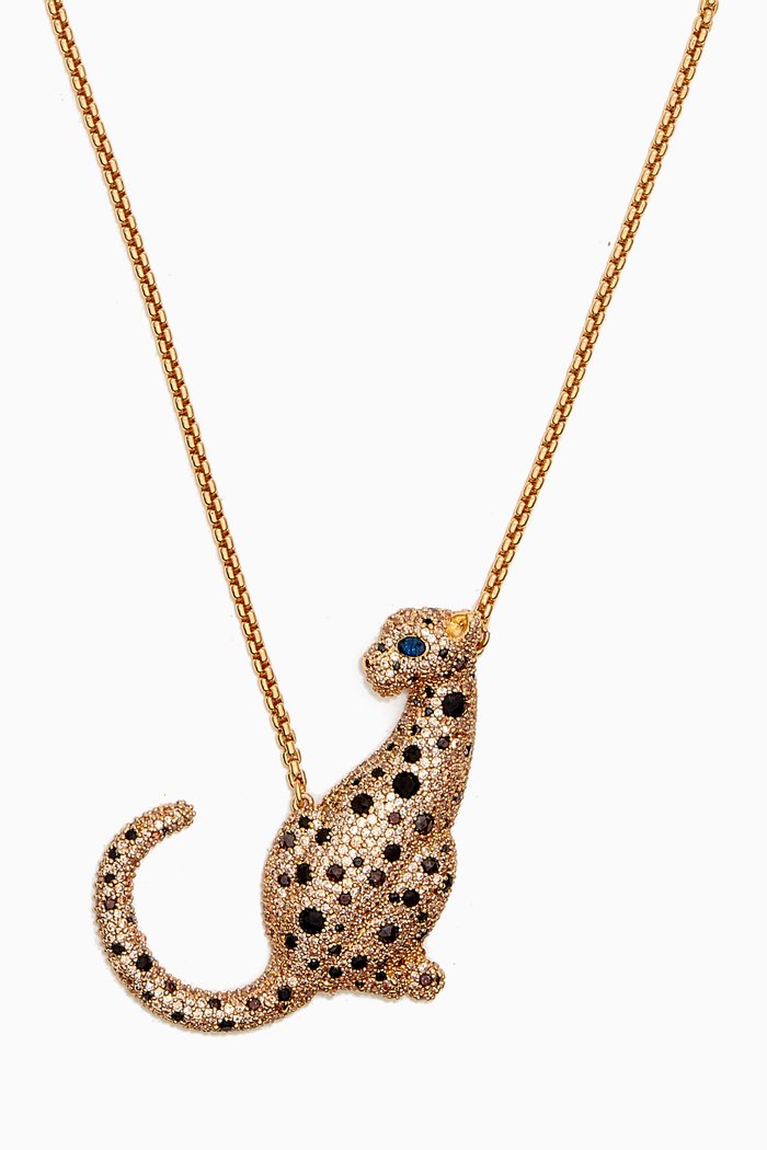 

Fierce Leopard Pendant Necklace, Neutral