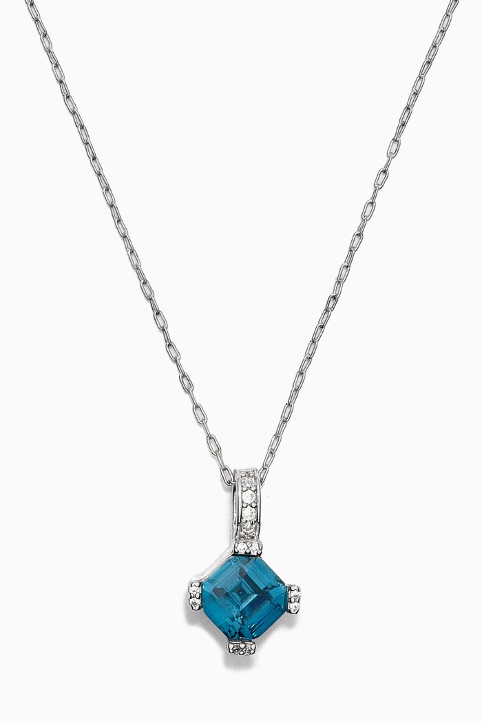 

Dazzle Mini Pendant Necklace in Metal, Blue
