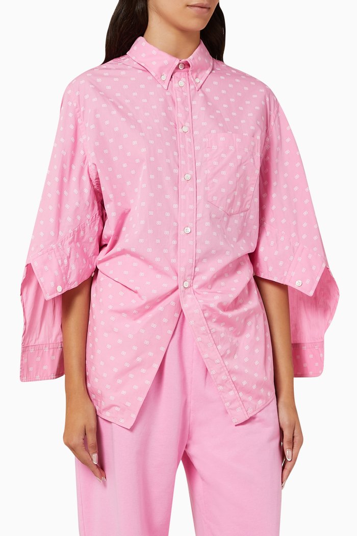 

Swing Twisted Shirt in All-over BB Cotton Poplin, Pink