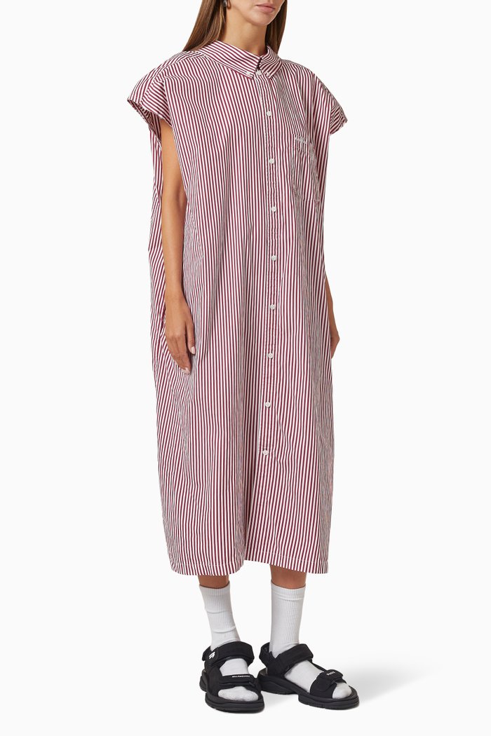 

Swing-collar Midi Dress in Cotton-poplin, Red