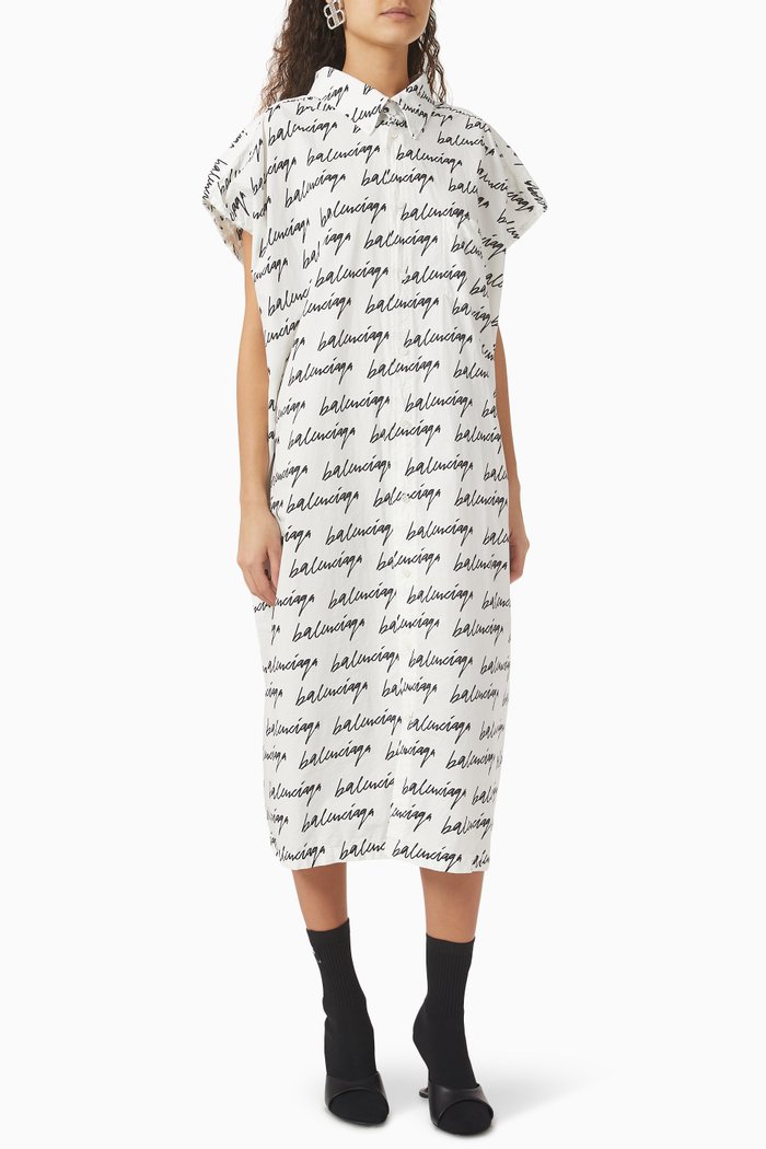 

Rawcut Shirt Dress in Cotton Poplin, White