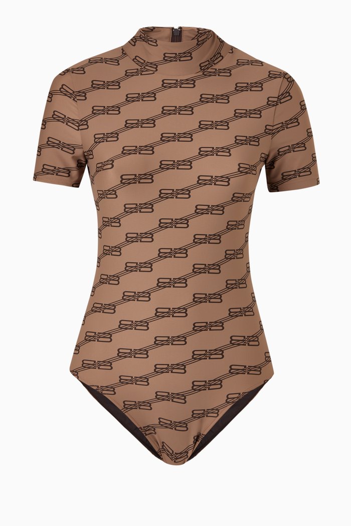 BB Monogram One-piece Swimsuit, Neutral