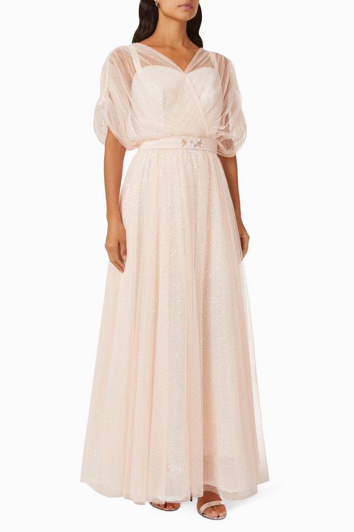 

Sequin Maxi Dress in Tulle, Pink