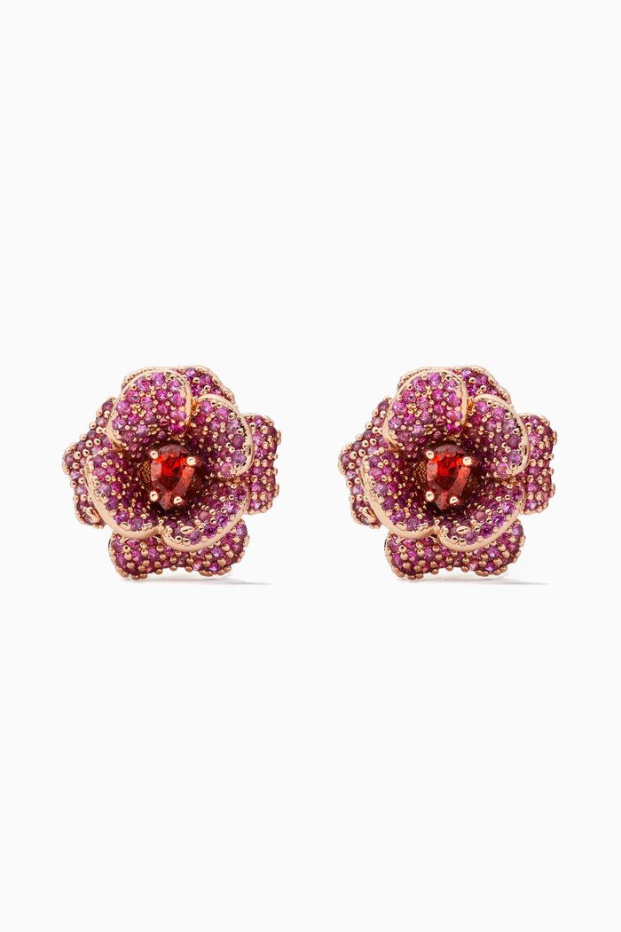 Rosy Studs in Plated Metal, Red