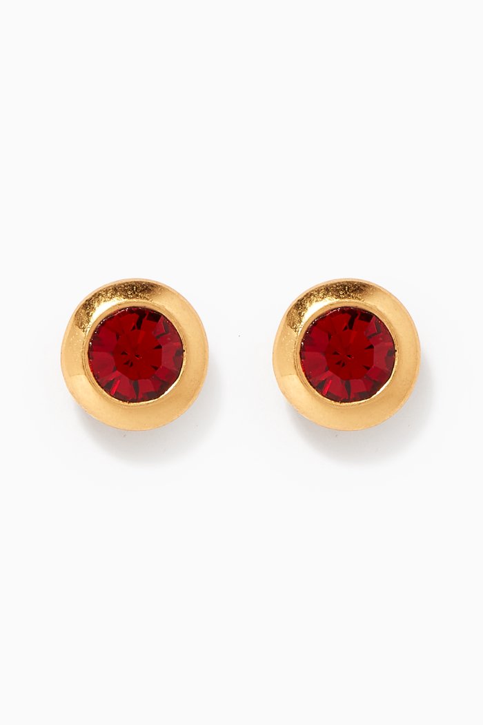 

On The Dot Crystal Stud Earrings in Metal, Red