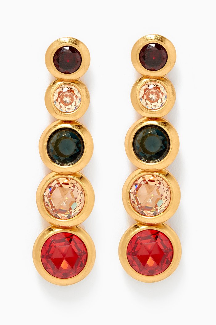 

On The Dot Linear Earrings in Metal, Red