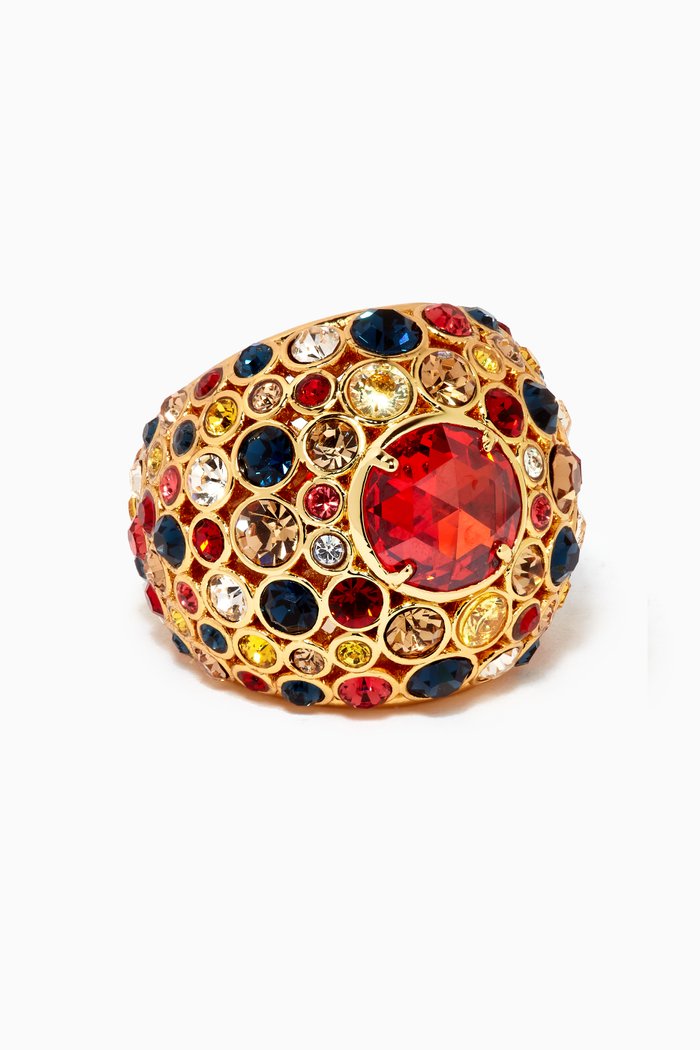 

On The Dot Cocktail Ring in Metal, Red