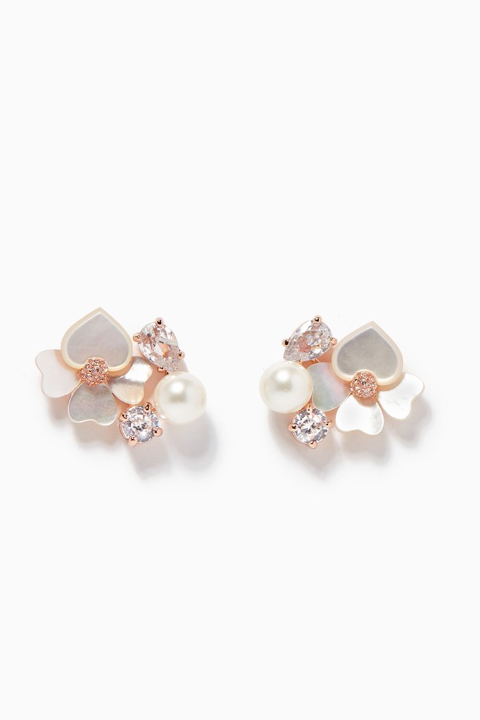 

Precious Pansy Stud Earrings in Metal, White