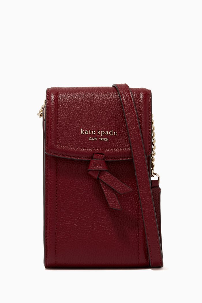 

Knott North South Phone Crossbody Bag in Pebbled Leather, Red