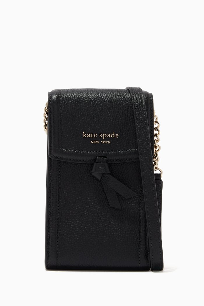 

Knott North South Phone Crossbody Bag in Pebbled Leather, Black