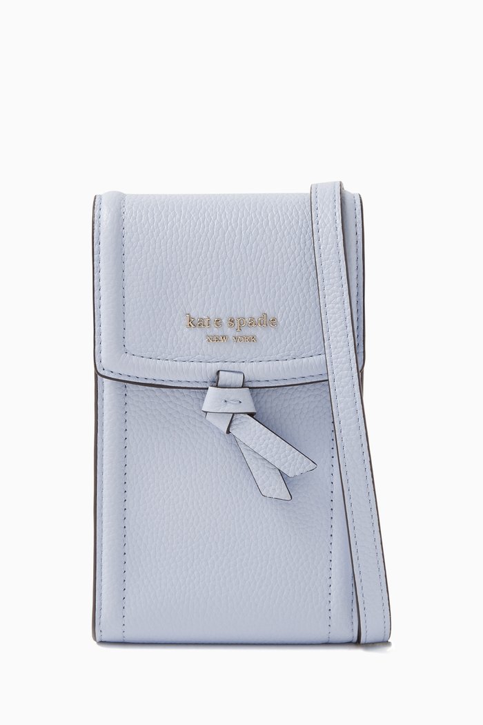 

Knott North South Phone Crossbody Bag in Pebbled Leather, Blue