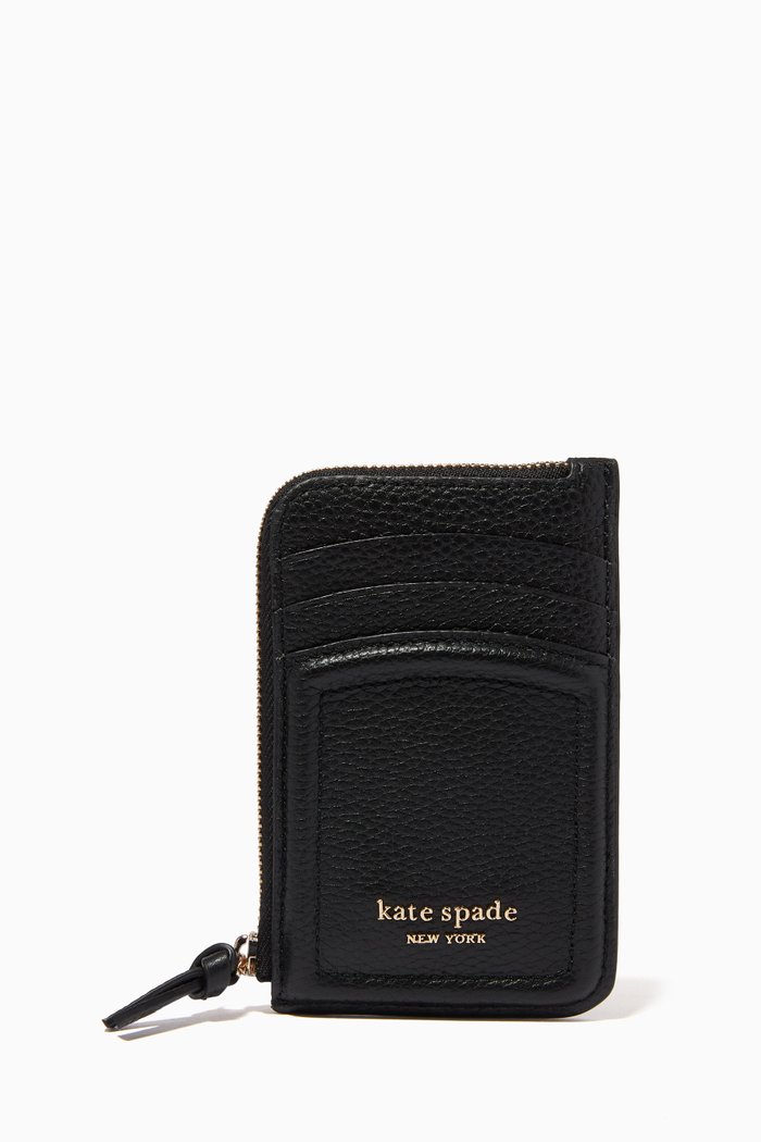 

Knot Zip Card Case in Leather, Black