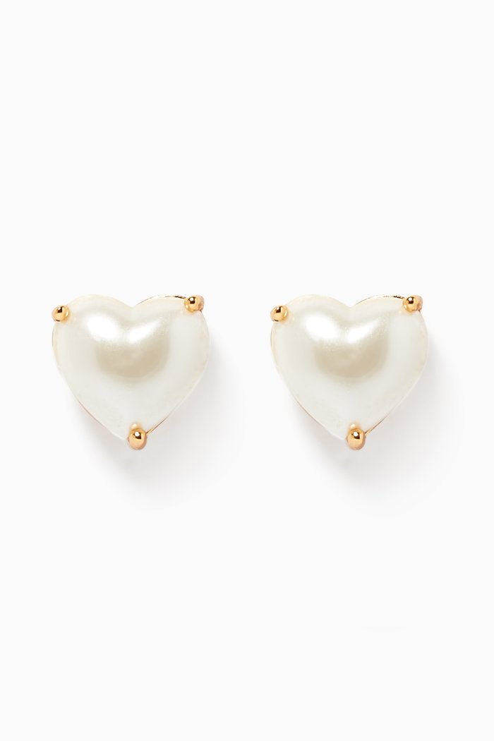 

Heart Pearl Studs in Metal, White