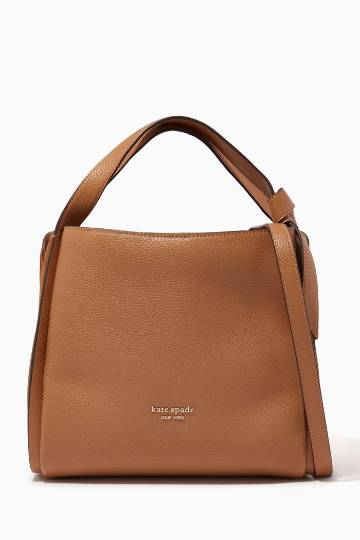 

Medium Knott Crossbody Tote in Pebbled Leather, Brown