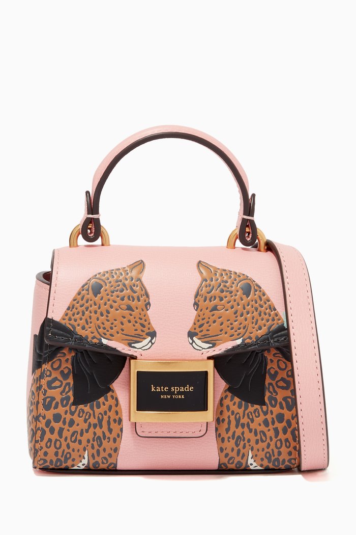 

Micro Lucy Leopard Crossbody Bag in Leather, Pink