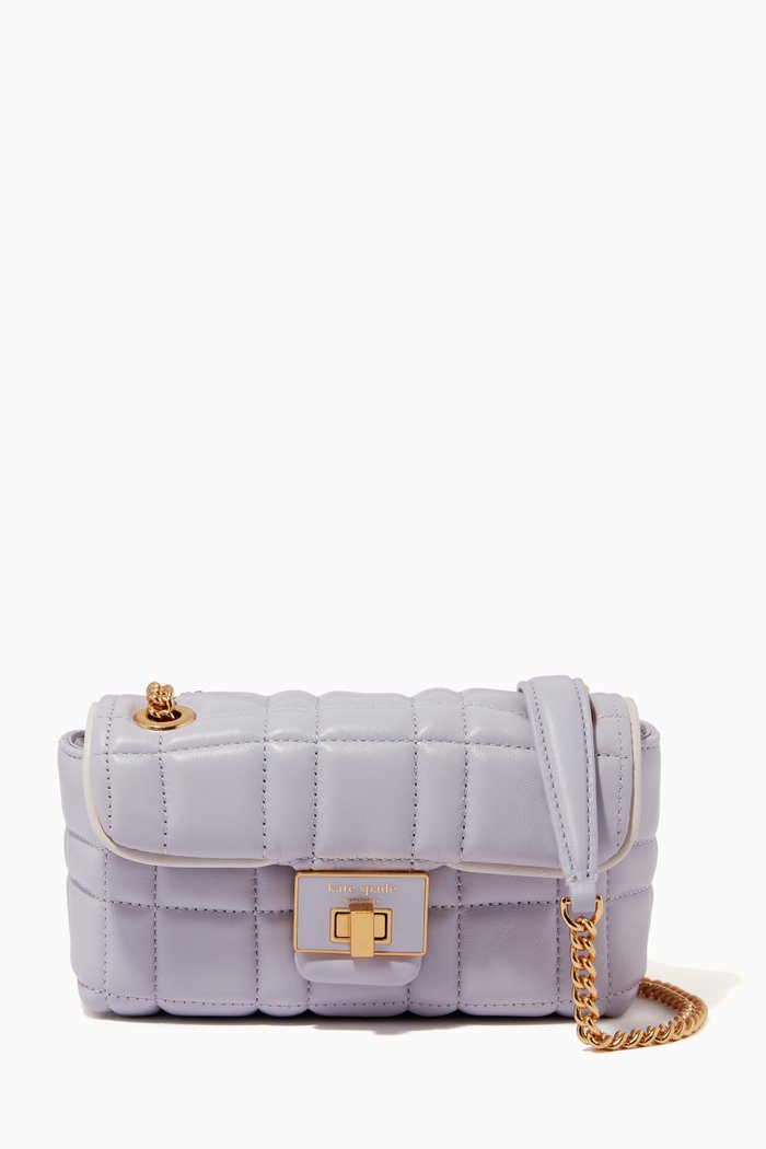 

Small Evelyn Crossbody Bag in Quilted Leather, Purple