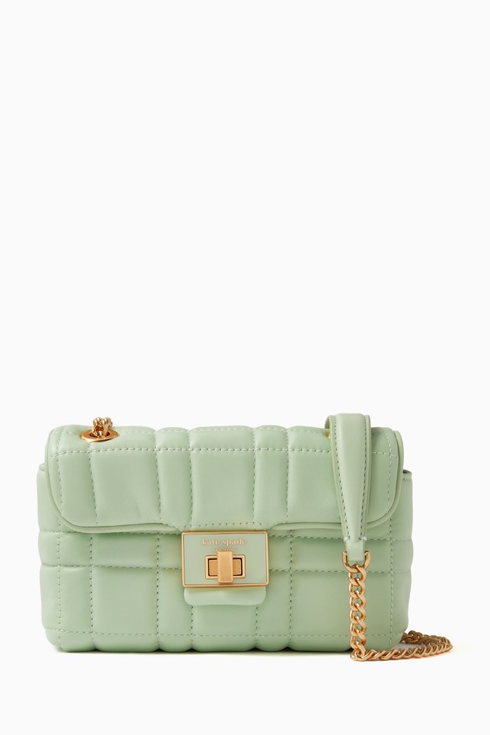 

Small Evelyn Crossbody Bag in Quilted Leather, Green