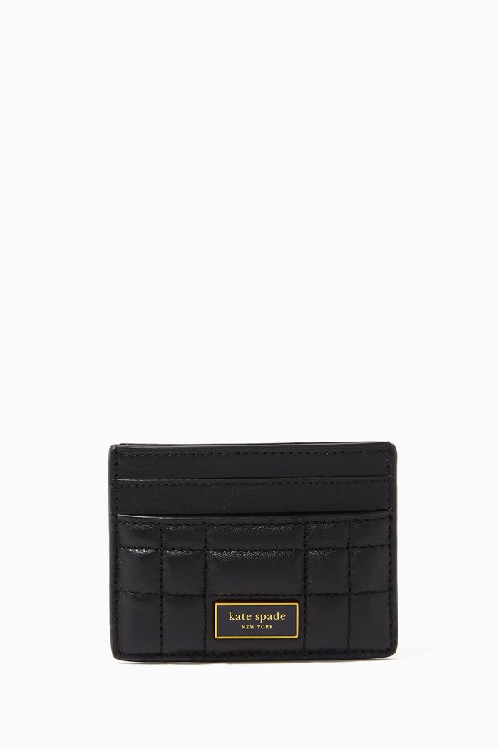 Evelyn Card Case in Quilted Leather, Black