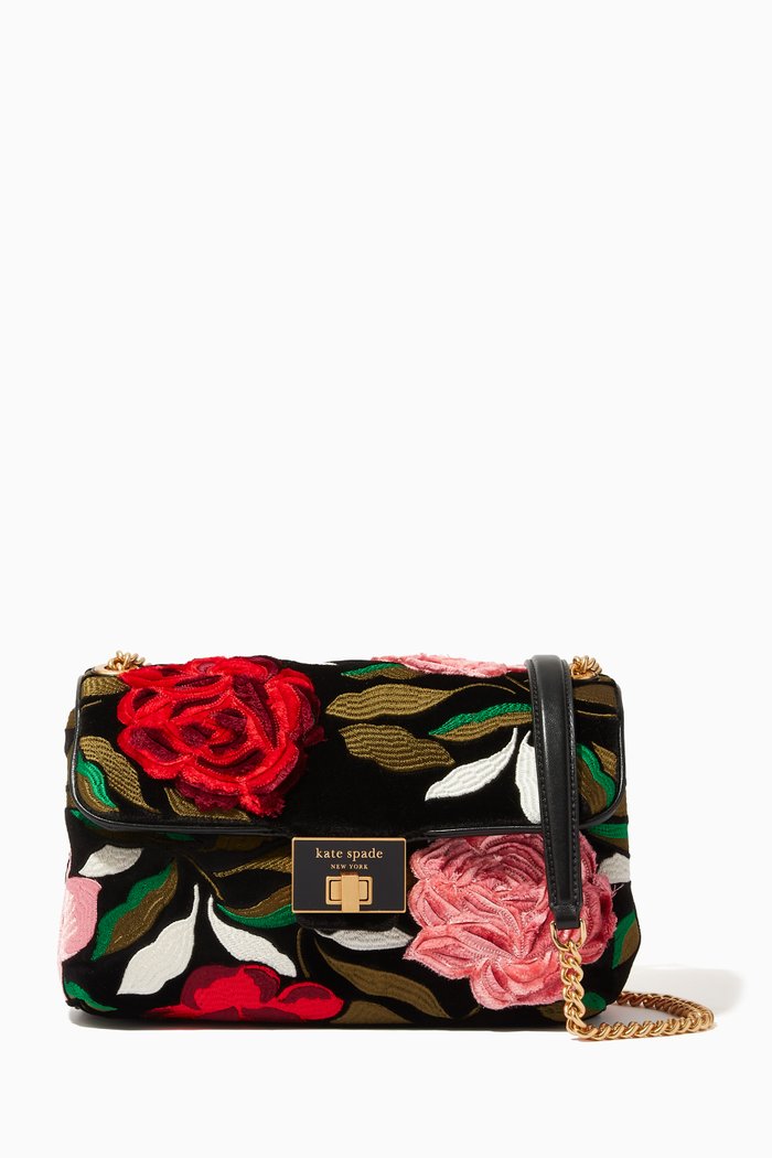 

Medium Evelyn Shoulder Bag in Velvet, Black