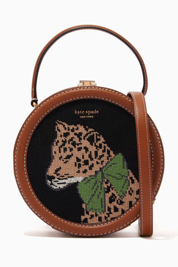 

Small Leopard Crossbody Bag in Leather, Black