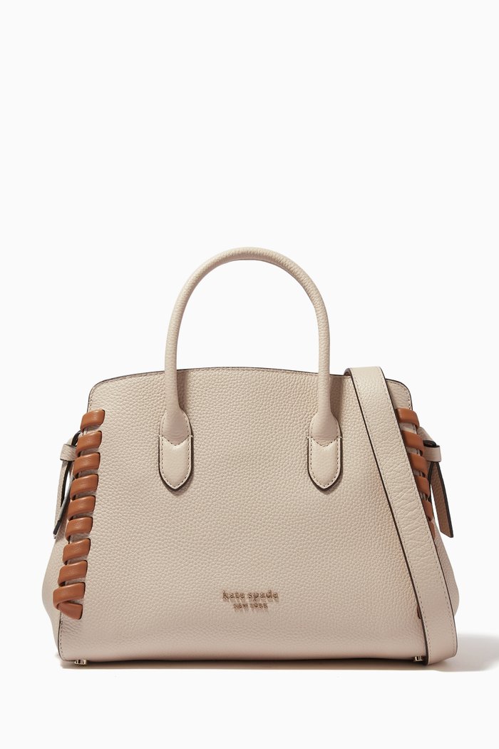 

Medium Knott Whipstitched Satchel in Pebbled Leather, Multicolour