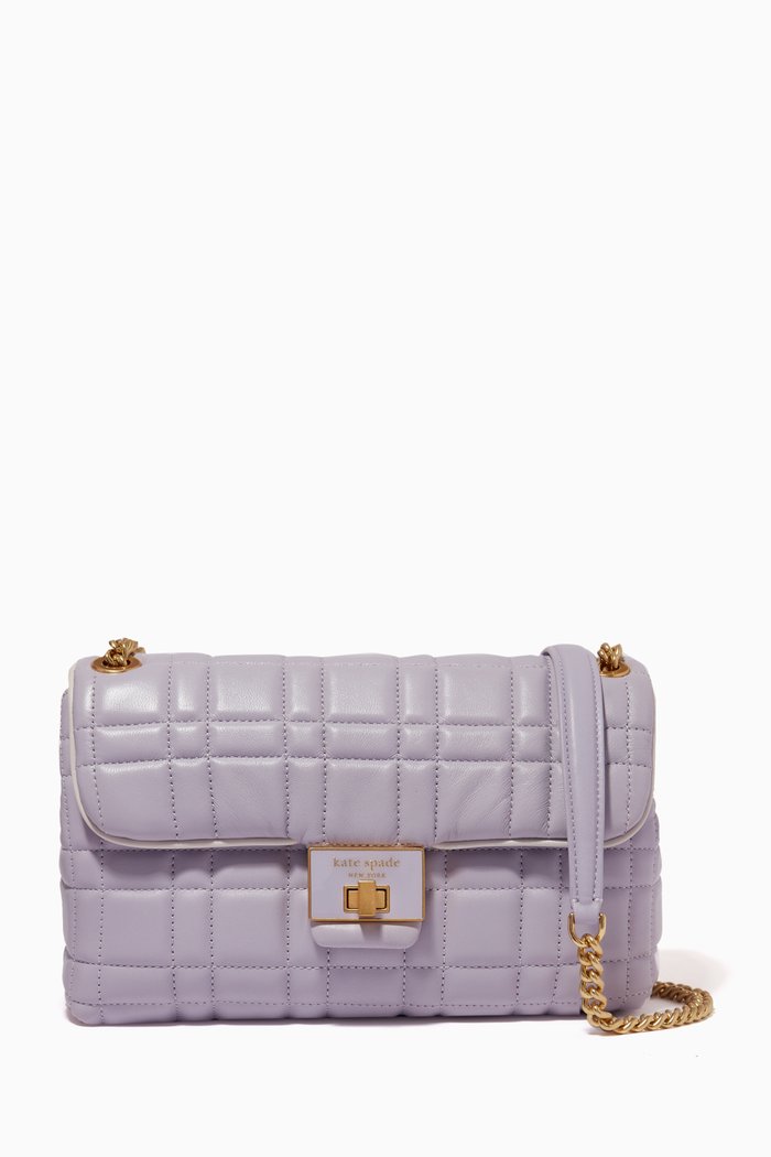 

Medium Evelyn Bag in Quilted Leather, Purple