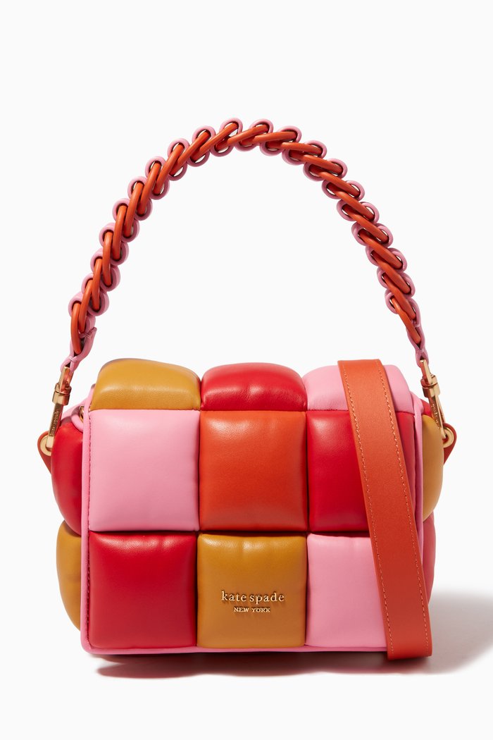 

Large Rubix Crossbody Bag in Quilted Leather, Orange
