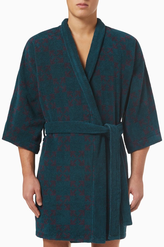 

Arrow Bathrobe in Cotton Terry, Blue