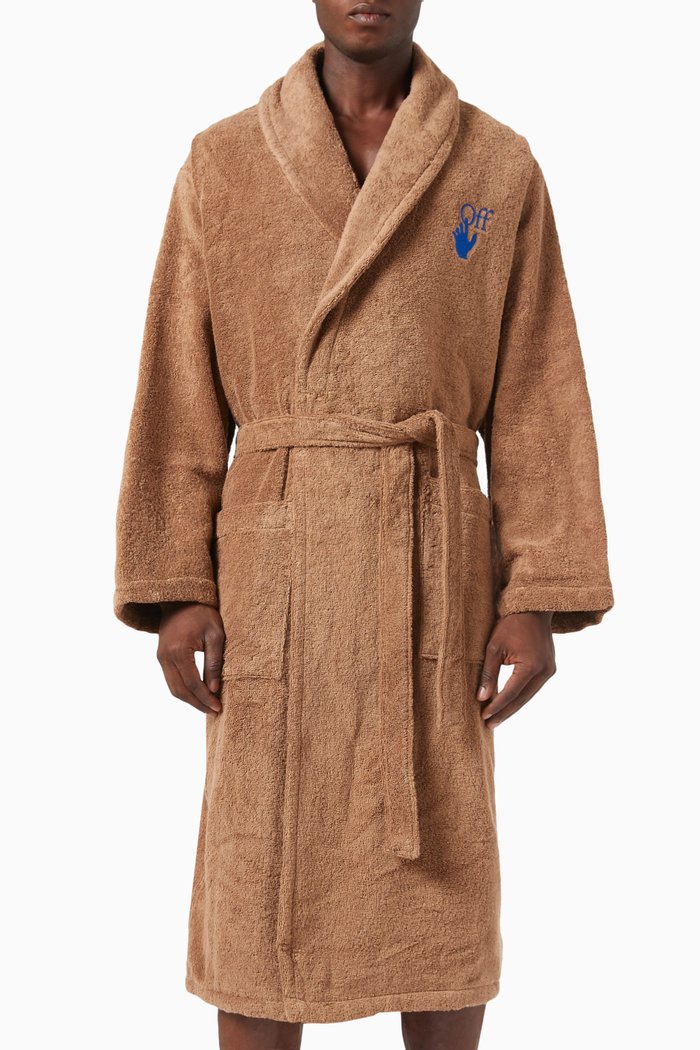 

Arrow Leaves Bathrobe in Cotton-terry, Neutral