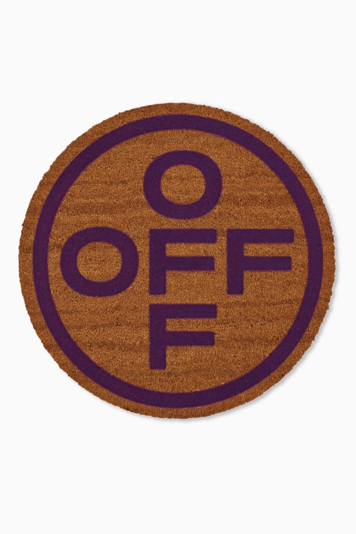 Off Cross Circle Doormat in Coconut Fibres, Brown