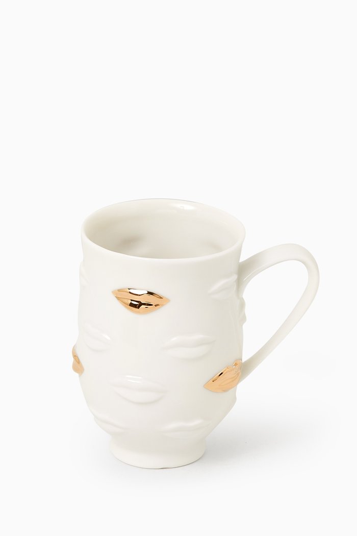 Gilded Muse Gala Mug in Porcelain, White