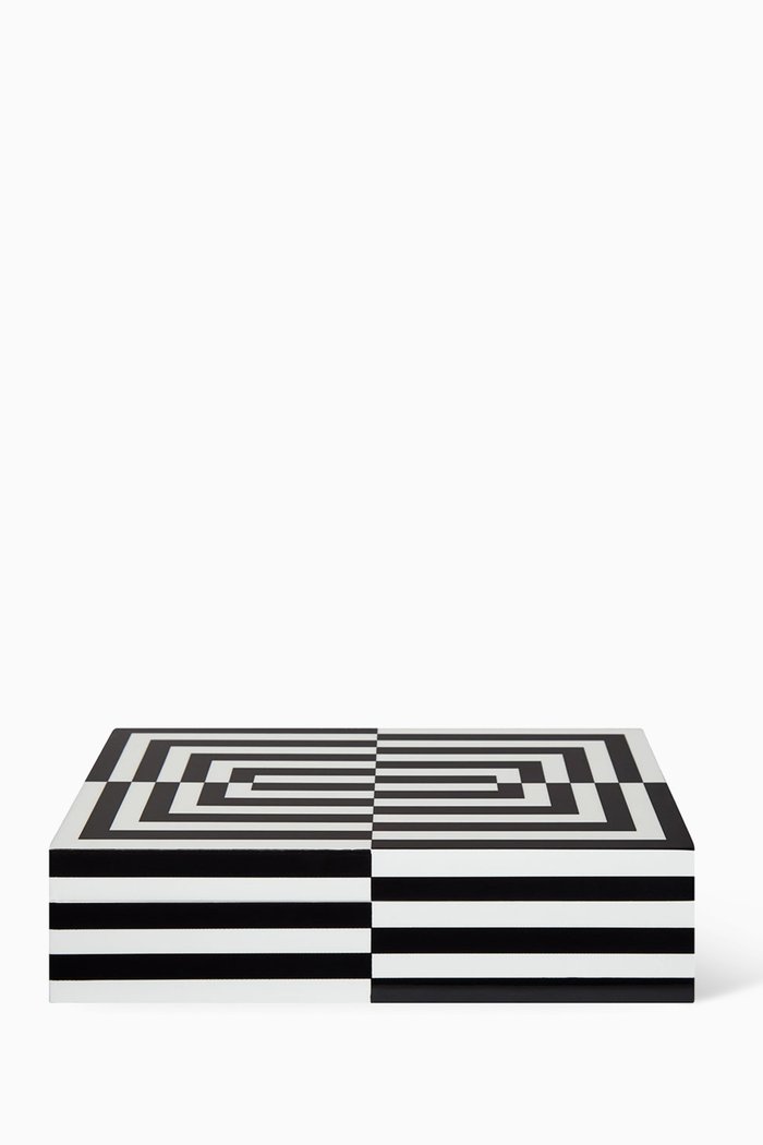 Large Op Art Lacquer Box, Black