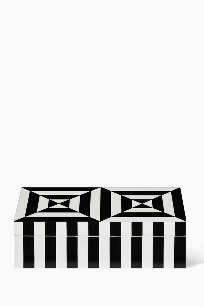 Small Op Art Lacquer Box, Black
