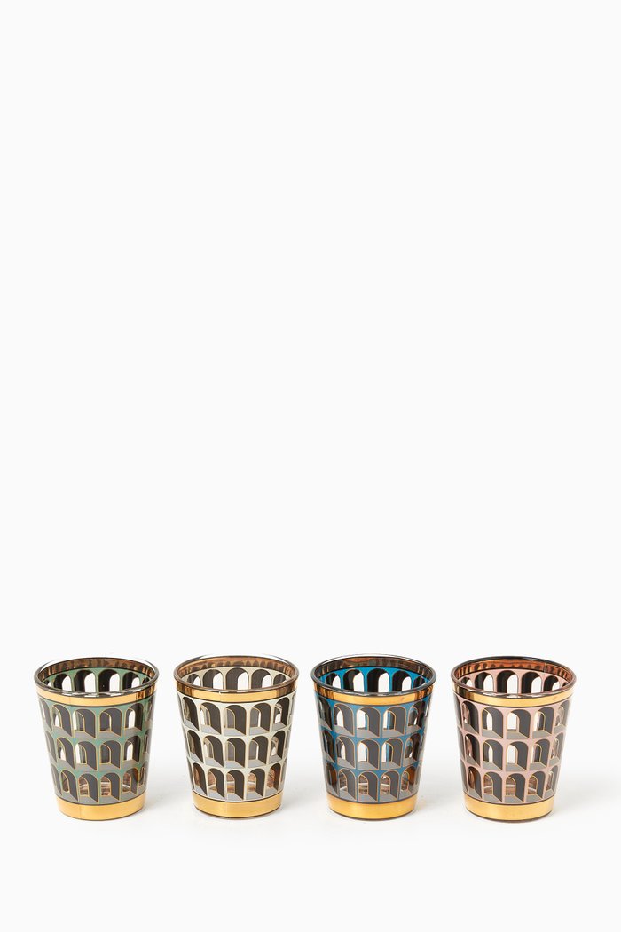 Boxed Arcade Glassware, Set of 4, Multicolour