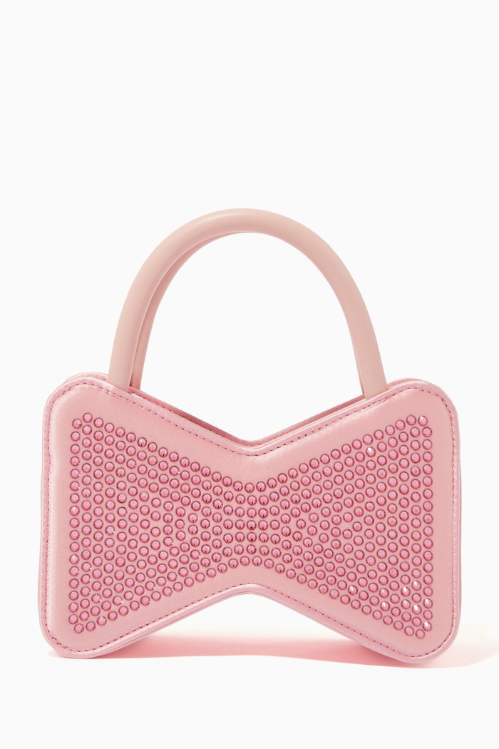 

Mini Bow Shape Crystallized Bag in Satin, Pink
