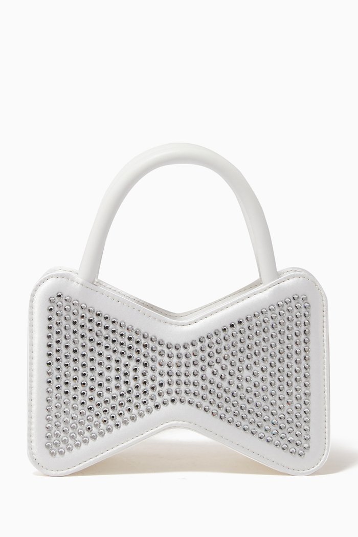 

Mini Bow Shape Crystallized Bag in Satin, White