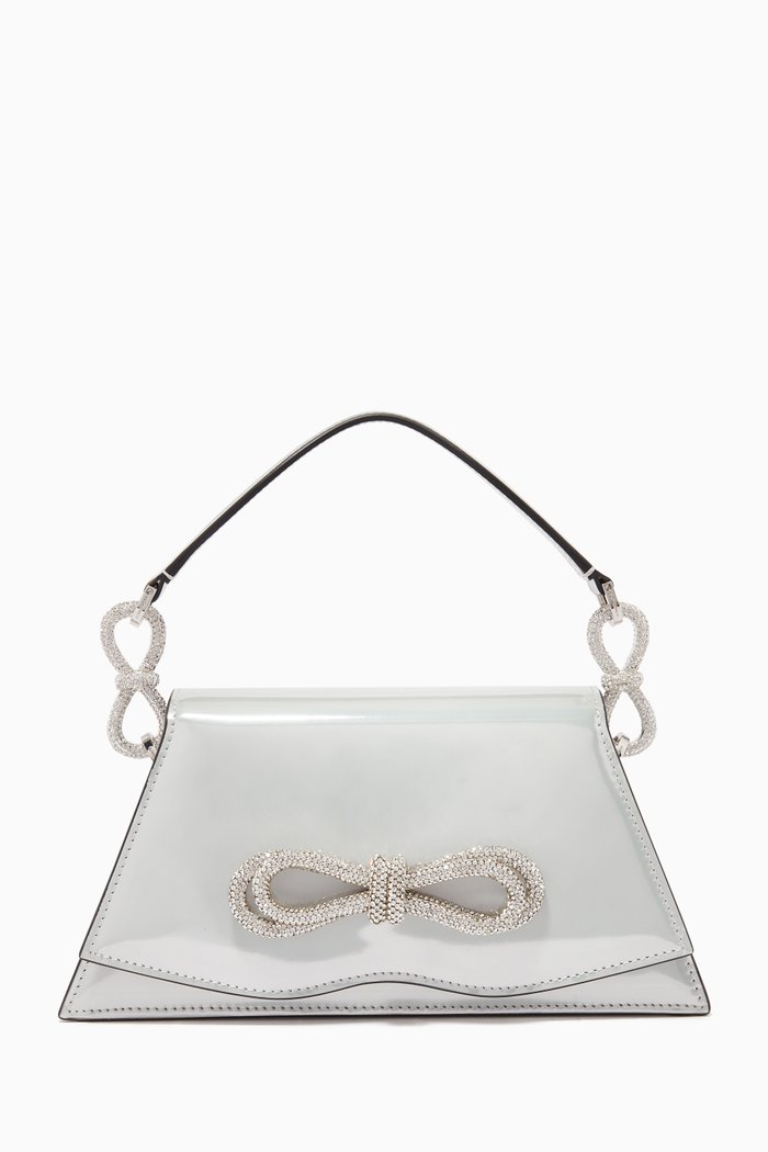 

Medium Samantha Double Bow Shoulder Bag in Leather, White