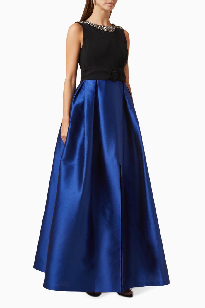 

Monica Gown in 4-way Stretch Crepe & Mikado Silk, Blue