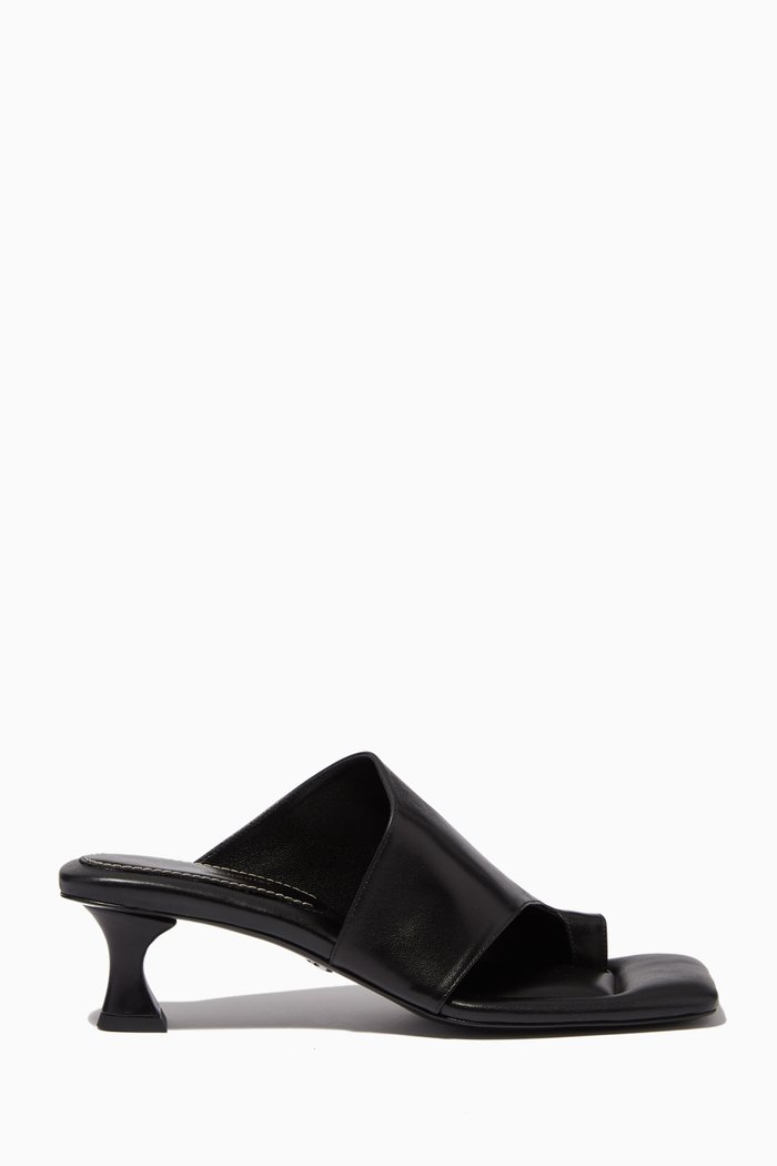 

Square Asymmetric Mules in Nappa, Black